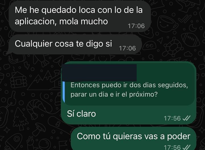 Clienta sorprendida con la aplicación
